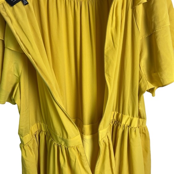 NWT Eloquii Ruffles & Pintucks Fit & Flare Dress Size 24 Golden Yellow - Picture 10 of 16